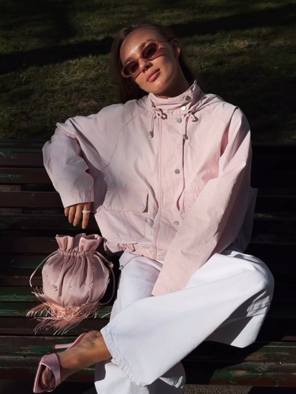 Zara Pink Hoodie With Adjustable Hem